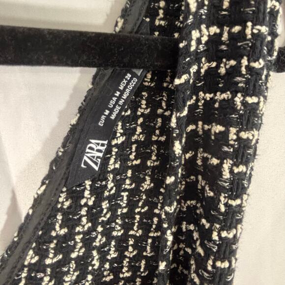 ZARA Black & White Tweed Pinafore Dress Size M - Picture 6 of 6